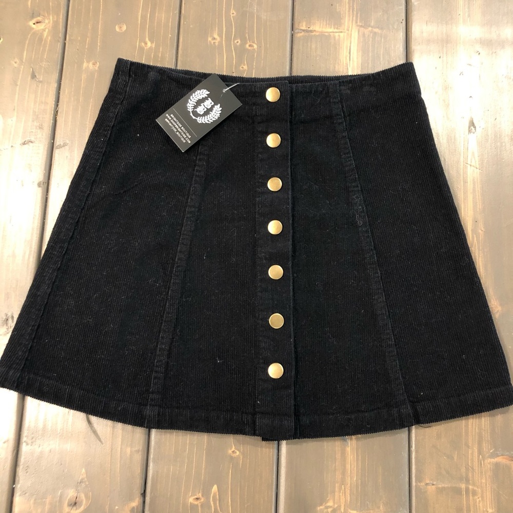 Black corduroy button up skirt